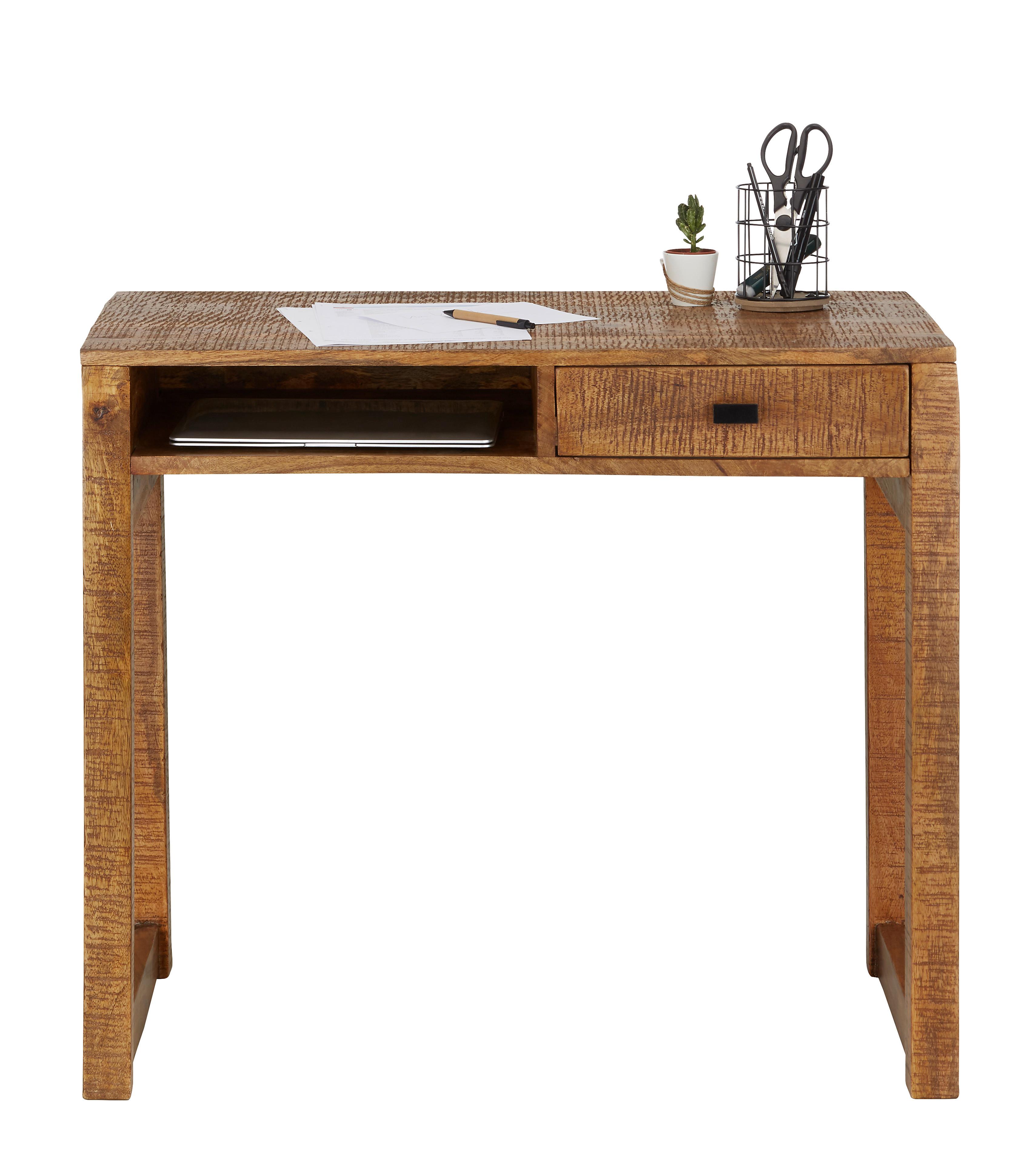 Schreibtisch in Naturfarben massiv - Naturfarben, Lifestyle, Holz (88/77/50cm) - Modern Living