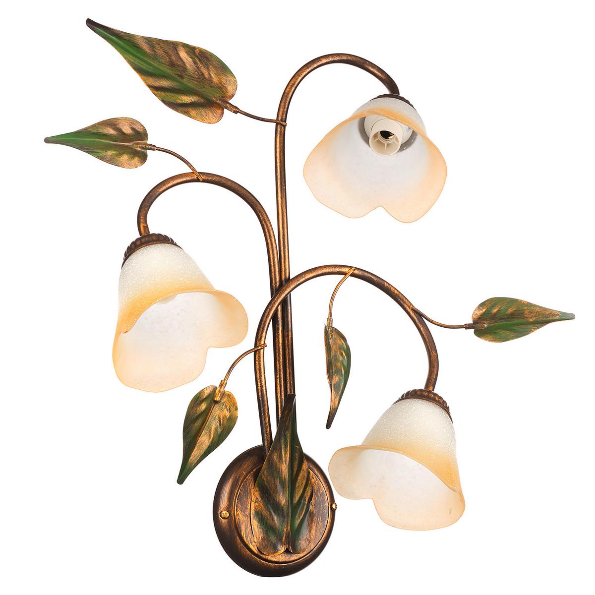 Wandleuchte Miranda Bronze/Olivgrün max. 6 Watt - Bronzefarben/Olivgrün, ROMANTIK / LANDHAUS, Glas/Metall (40/58/20cm)