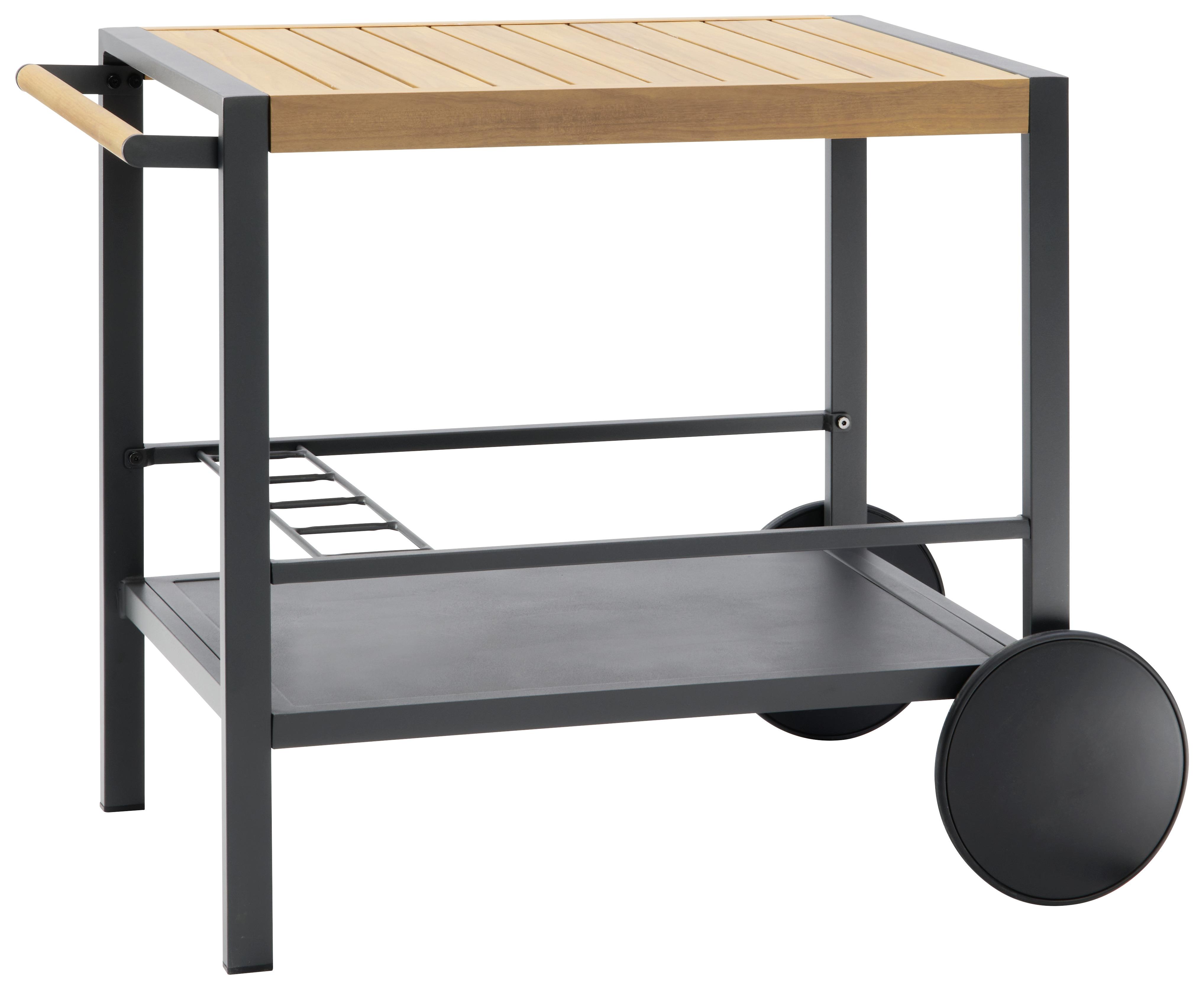 Servierwagen Mirja in Anthrazit/Natur/Schwarz - Anthrazit/Schwarz, Modern, Kunststoff/Metall (57,5/75/89cm) - Modern Living