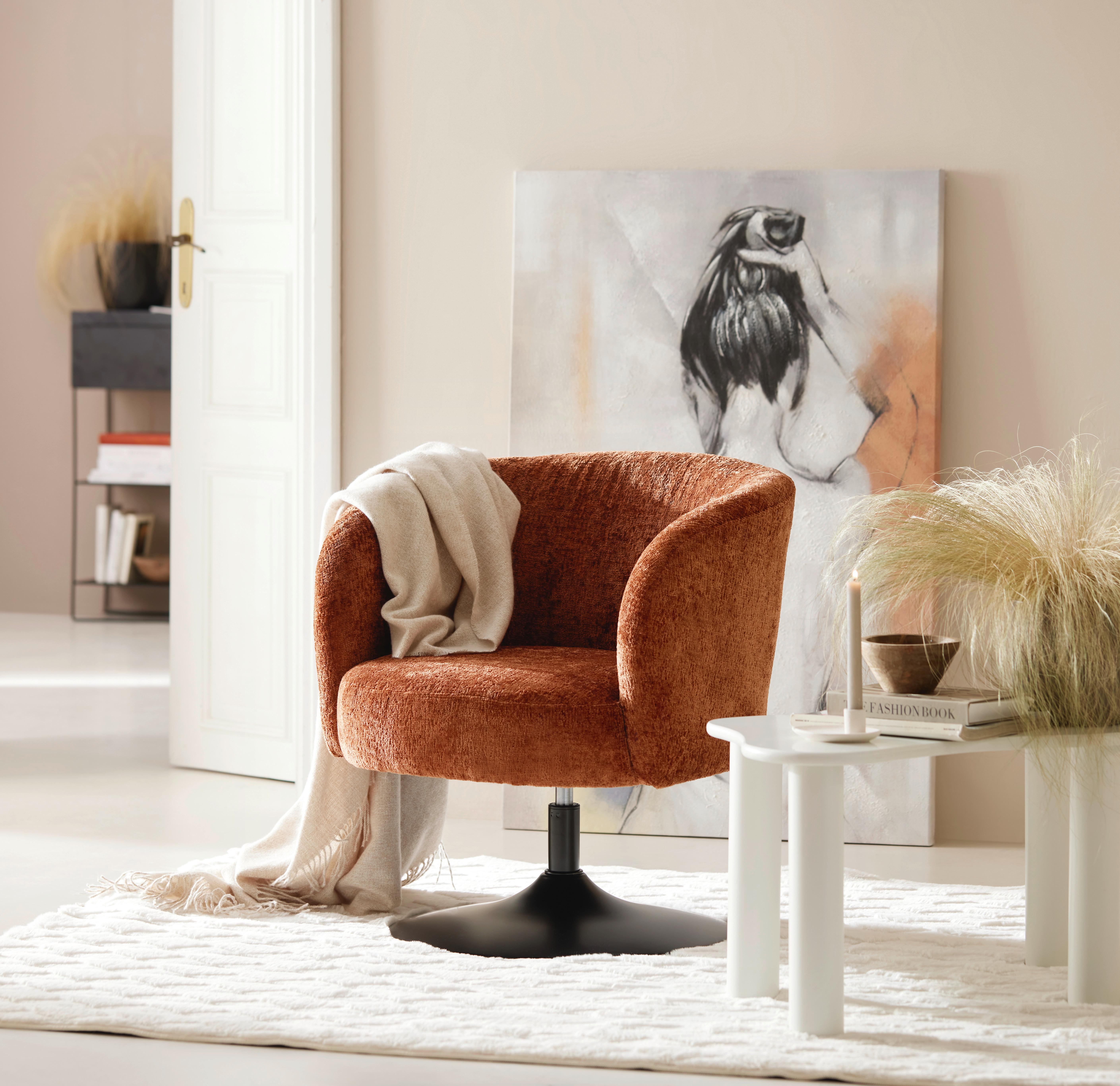 Drehstuhl Giro Terracotta - Terracotta/Schwarz, MODERN, Textil/Metall (67/68/73cm) - Premium Living