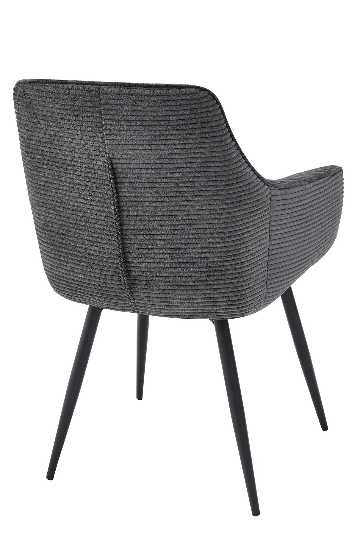 ARMLEHNSTUHL-SET VERONA II S 2ER-SET - Anthrazit/Schwarz, MODERN, Textil/Metall (55/85/61cm) - P & B