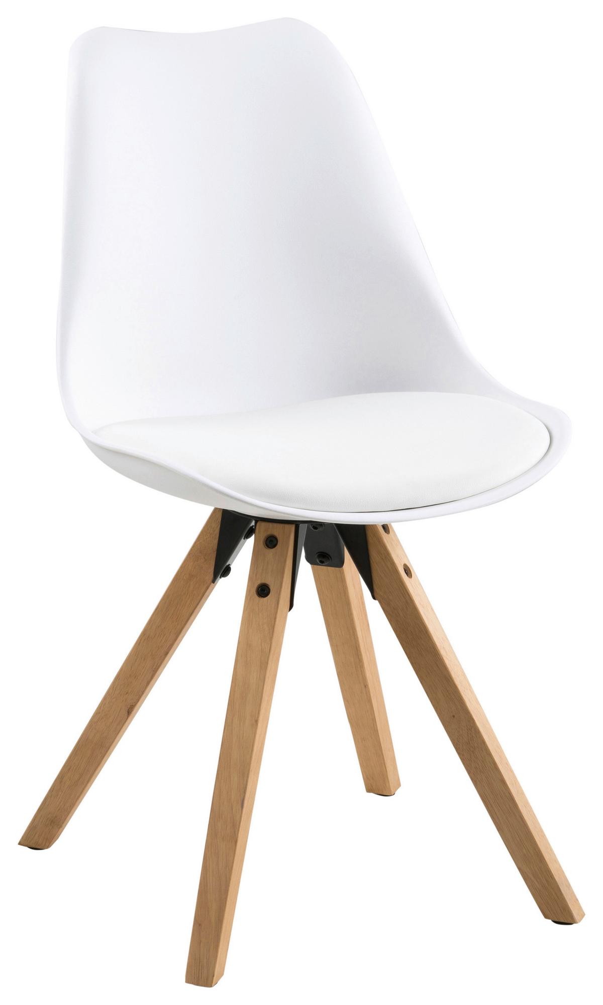 KRZESŁO DIMA - kolor dębowy/biały, Design, tworzywo sztuczne/tkanina (48/85/55cm) - Carryhome