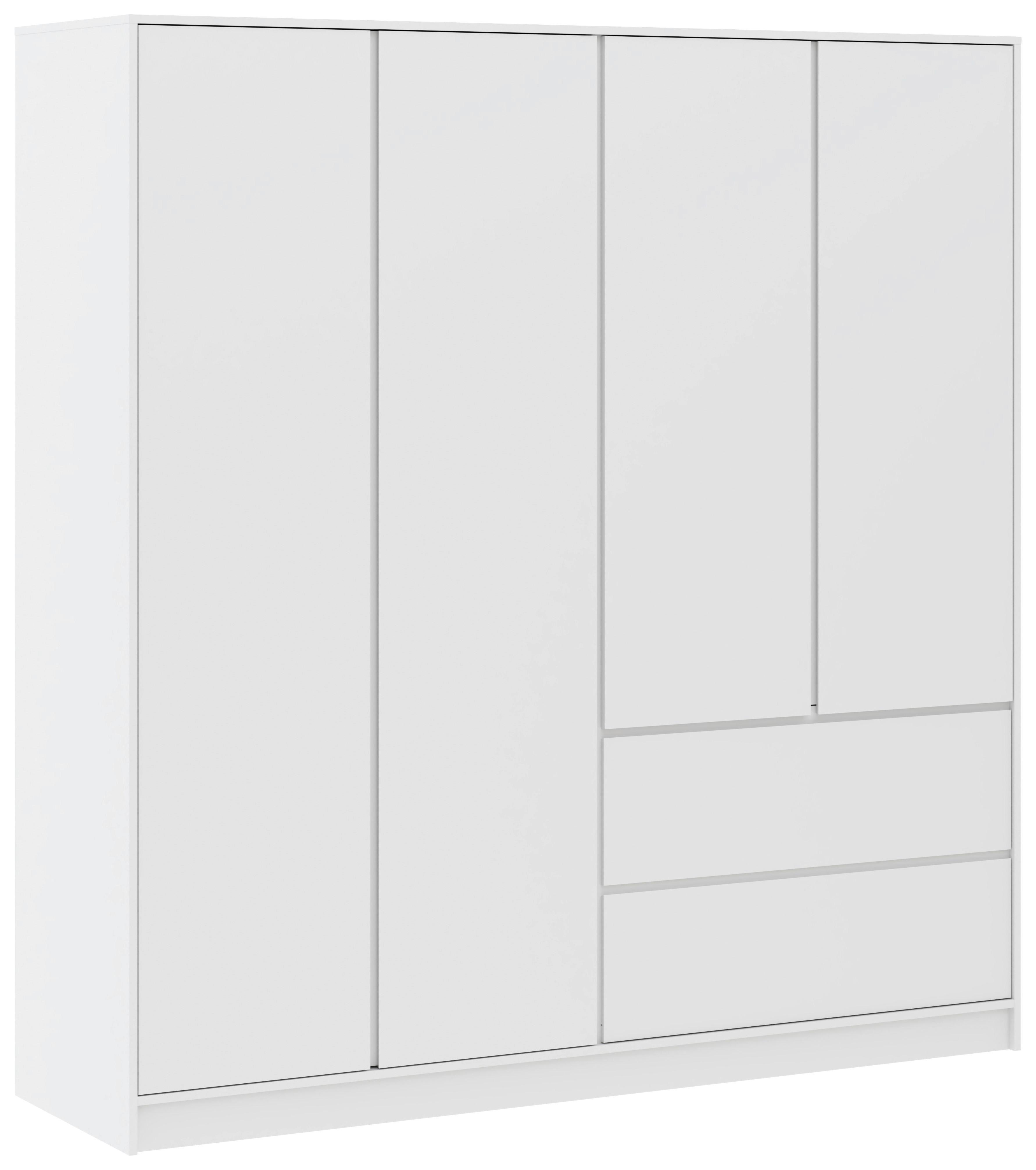 Kleiderschrank Basit Weiß - Weiß, KONVENTIONELL, Holzwerkstoff (195/206/57cm) - Mömax