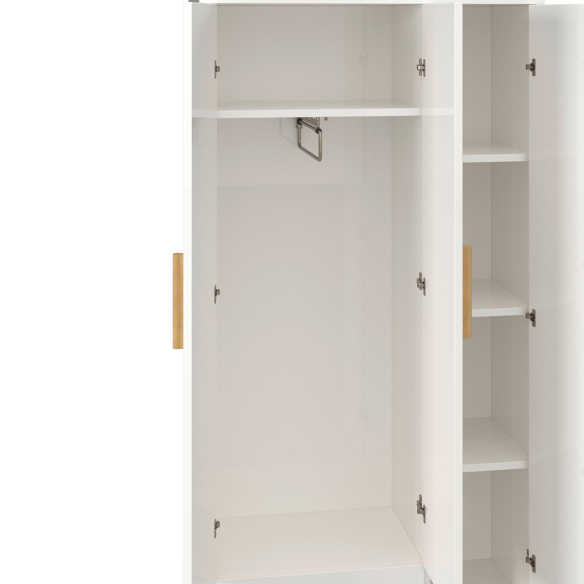Drehtürenschrank Milan Weiß ca. 90x180x40 cm - Ecru/Weiss, Modern, Holz/Holzwerkstoff (90/180/40cm) - Bessagi Home