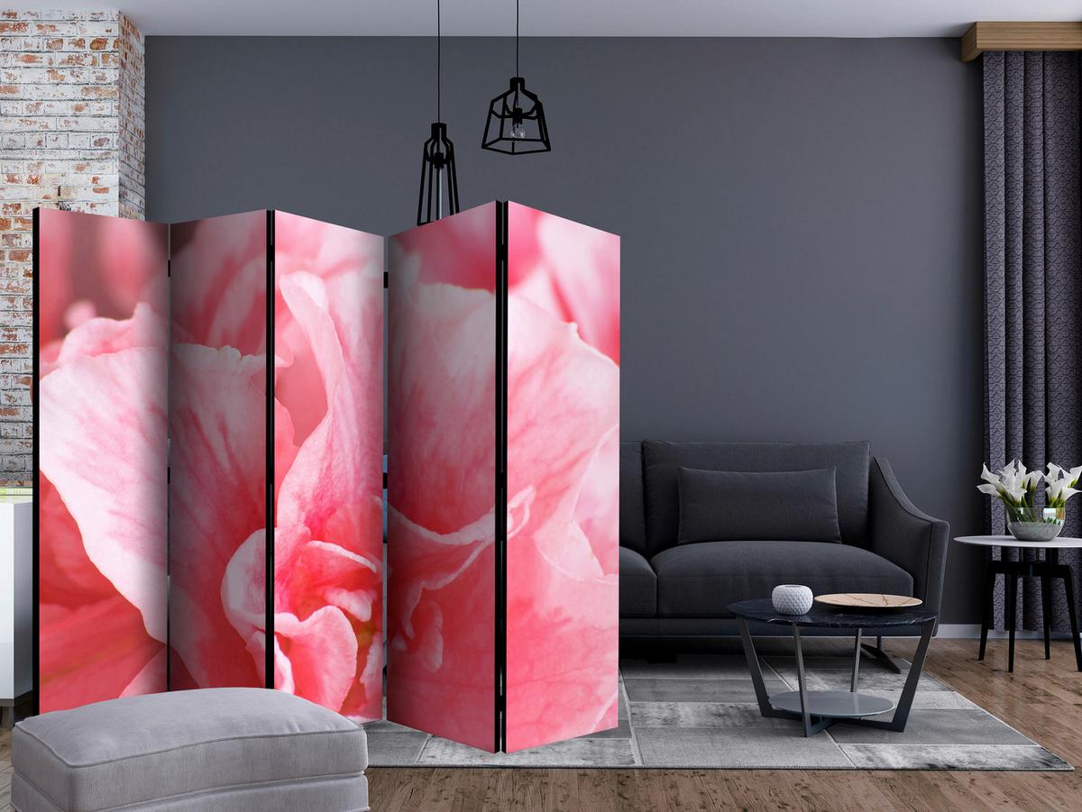 Paravan Pink Azalea Flowers I, 5-Delni, Dvostranski - pink/bela, Basics, tekstil/les (225/172/3cm) - artgeist