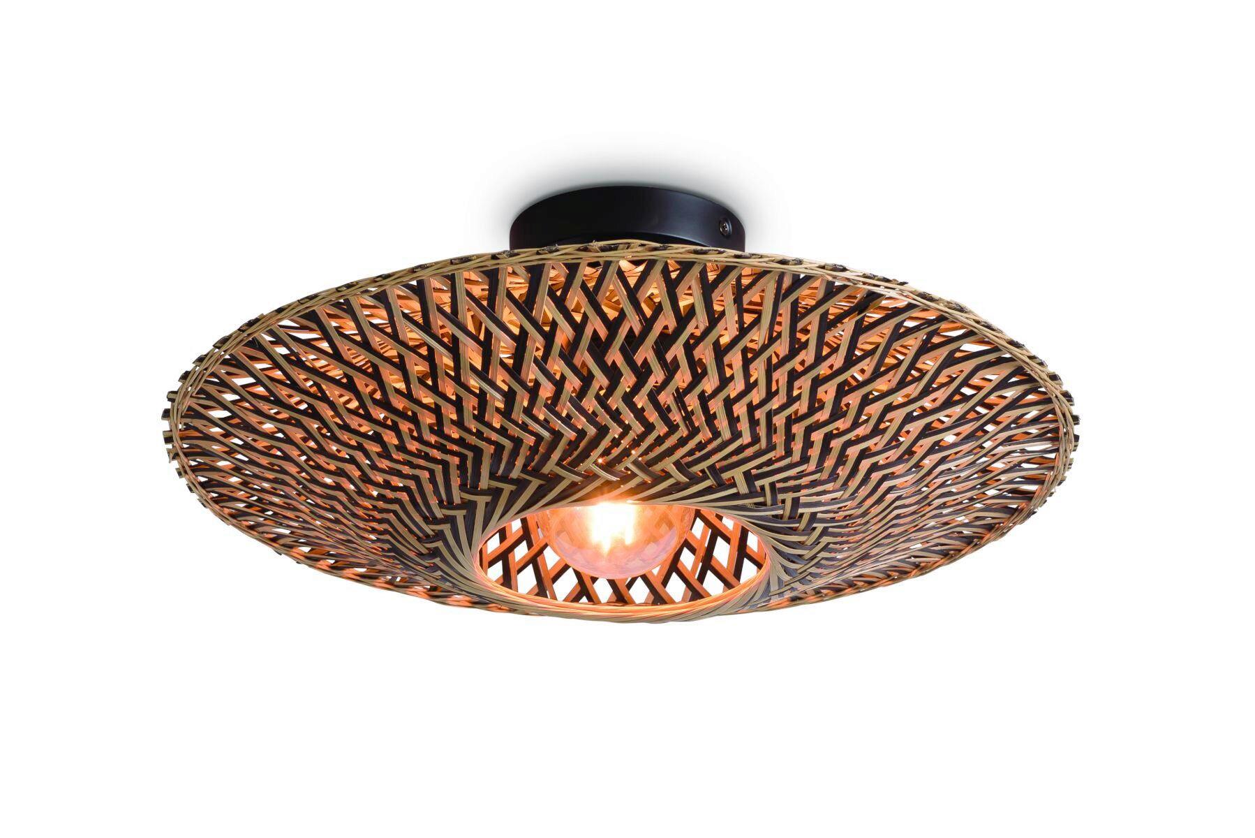 Stropna Svetilka Bali - svetlo rjava/črna, Natur, kovina/naravni materiali (47/26cm) - Good & Mojo