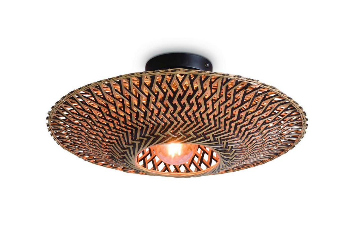 Stropna Svetilka Bali - svetlo rjava/črna, Natur, kovina/naravni materiali (47/26cm) - Good & Mojo