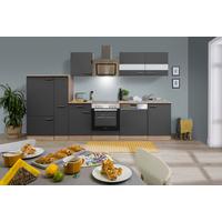 Küchenblock Malia mit Geräten ca. 310 cm Grau - Edelstahlfarben/Eichefarben, Basics, Holzwerkstoff/Metall (310cm) - Respekta
