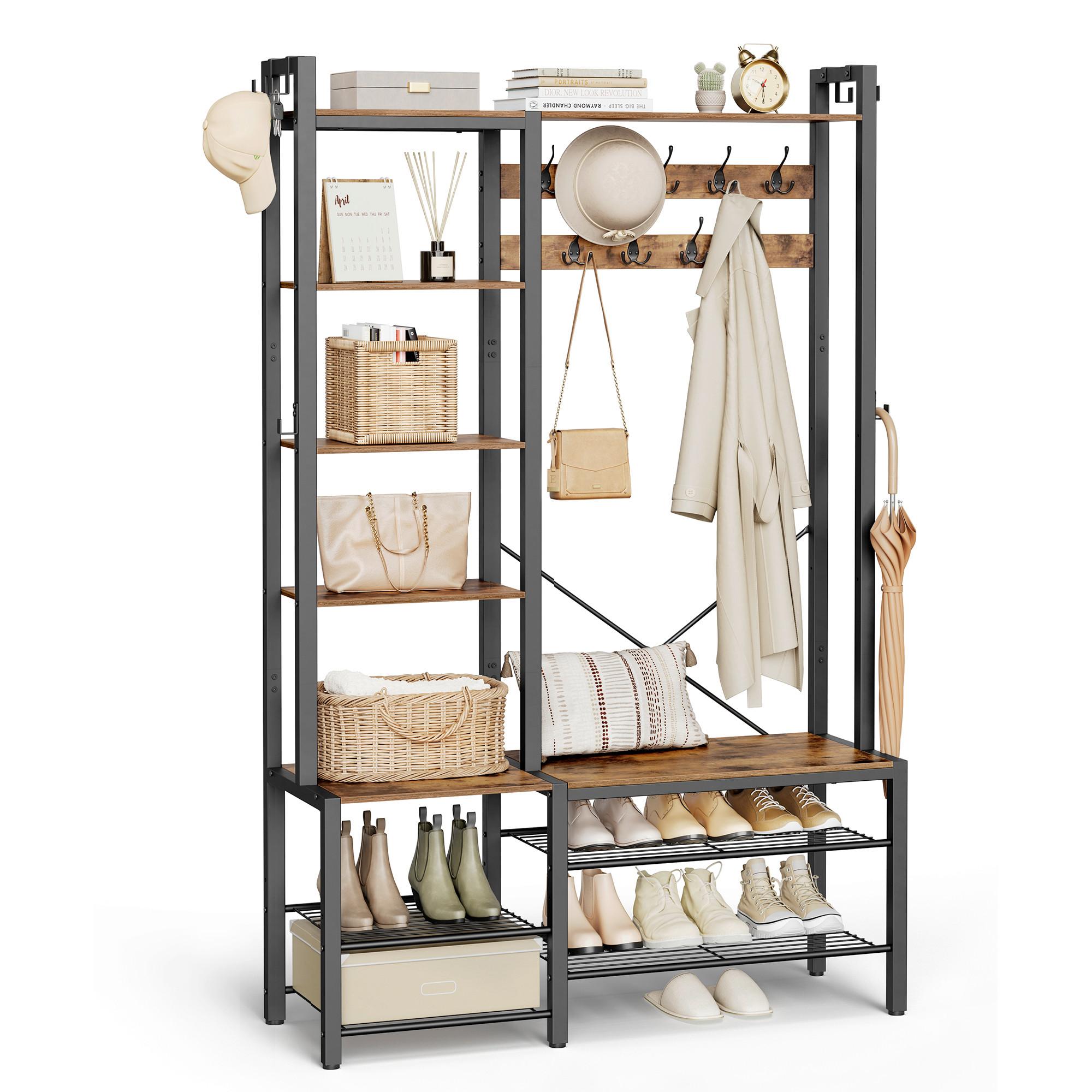 GARDEROBE HSR426B01 - Schwarz/Braun, Trend, Holzwerkstoff/Metall (120/190/40cm) - MID.YOU