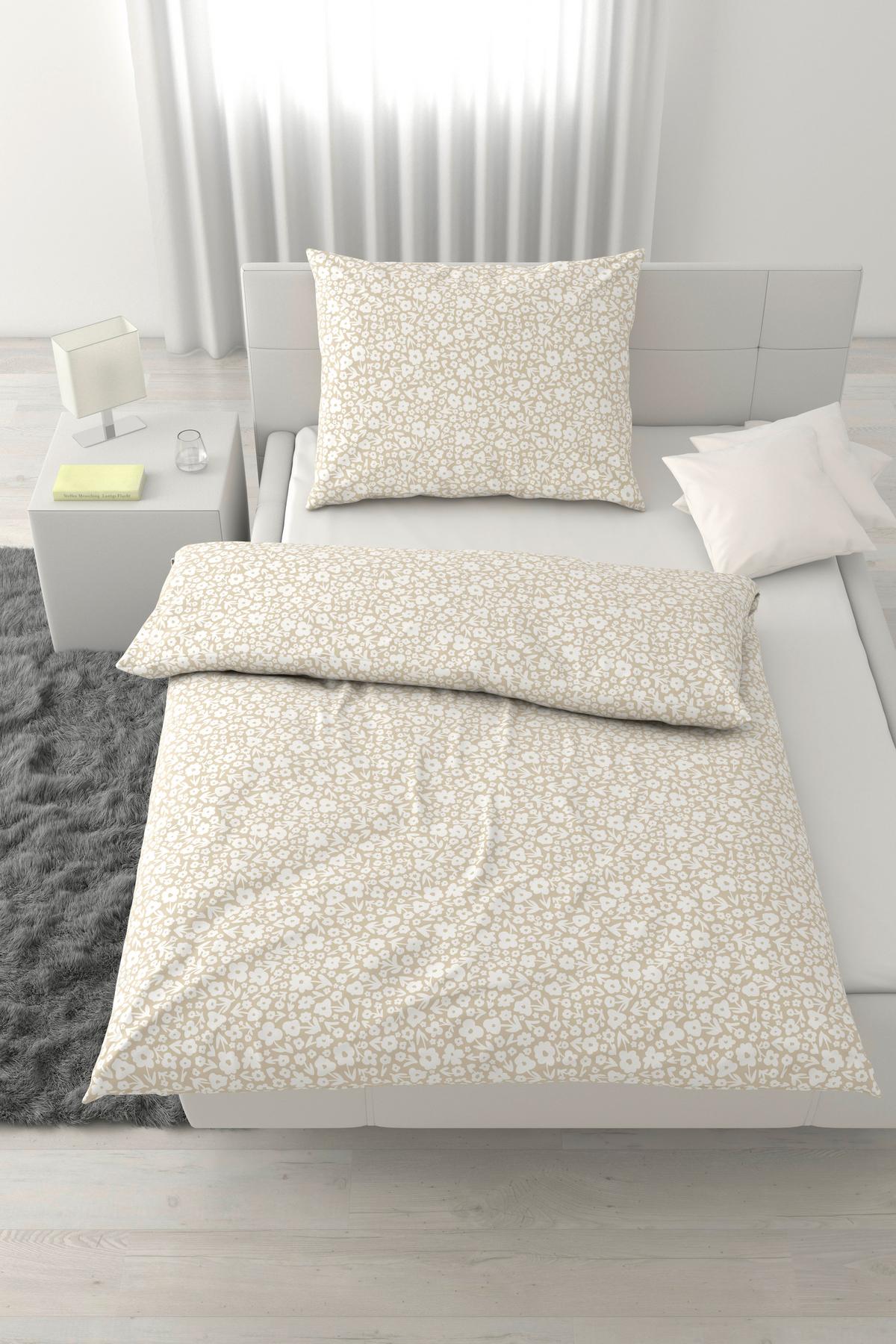 Posteljina Millefleur 140x200/60x80cm - bež, Moderno, tekstil (140/200cm) - Mömax