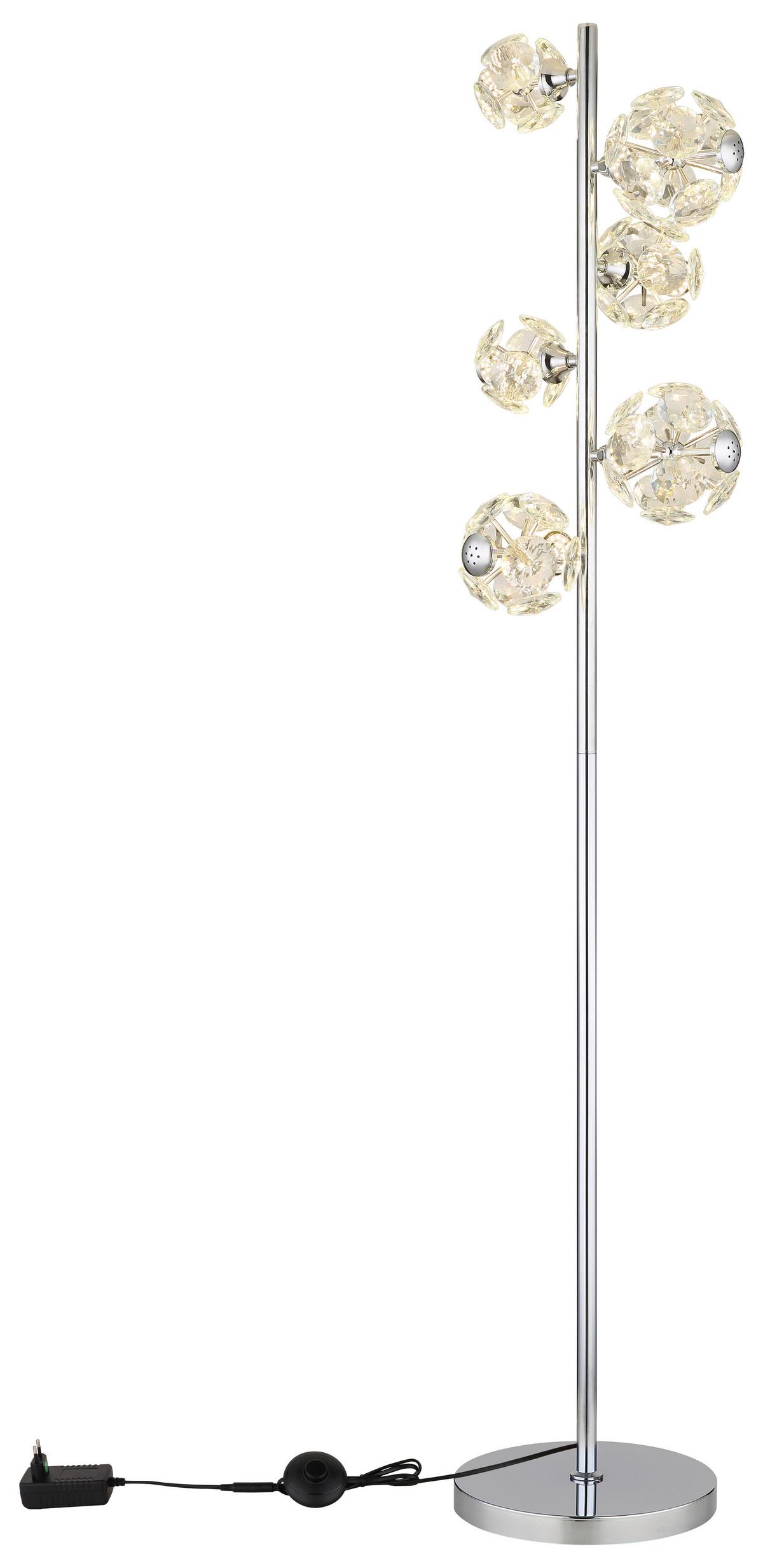 LED-STEHLEUCHTE 16047SC VIRINA - Klar/Chromfarben, Konventionell, Glas/Kunststoff (38/28/155cm) - Globo