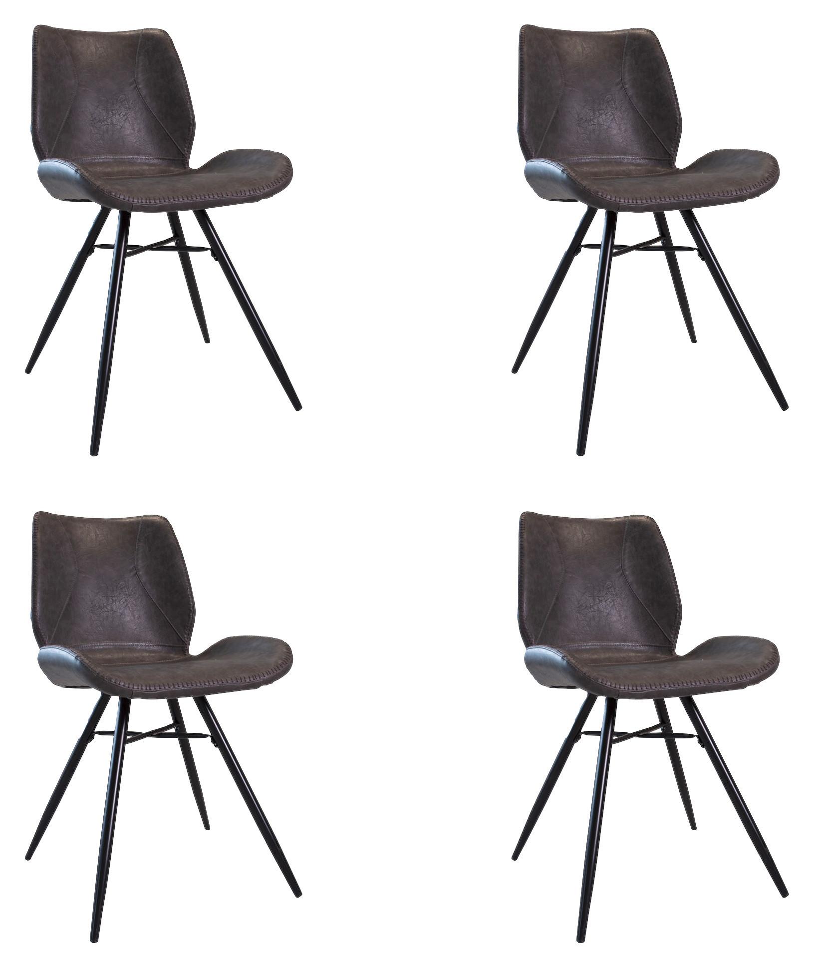 Stuhl-Set Barron 4er-Set ca. 47x82 cm Anthrazit - Anthrazit/Schwarz, KONVENTIONELL, Textil/Metall (47/82/55cm) - MID.YOU