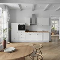 Küchenleerblock Frame Low o. Geräte Weiß - Edelstahlfarben/Eichefarben, MODERN, Holzwerkstoff/Metall (330cm) - Nobilia