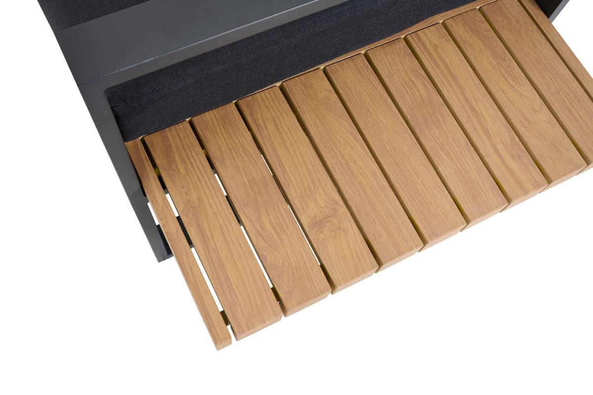 Loungegarnitur Bari Anthrazit/Teakfarben - Anthrazit/Teakfarben, Basics, Textil/Metall (73,5/78,5/155cm) - Siena Garden