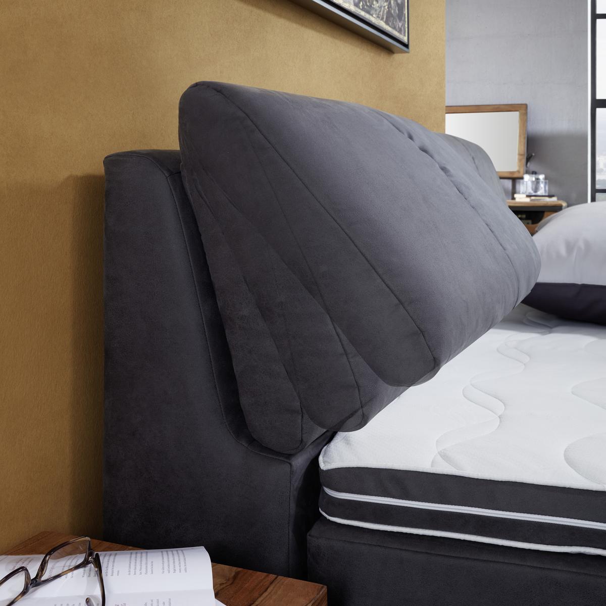Boxspringbett Tabea Anthrazit ca. 180x200cm - Anthrazit/Alufarben, KONVENTIONELL, Karton/Naturmaterialien (180/200cm) - Premium Living