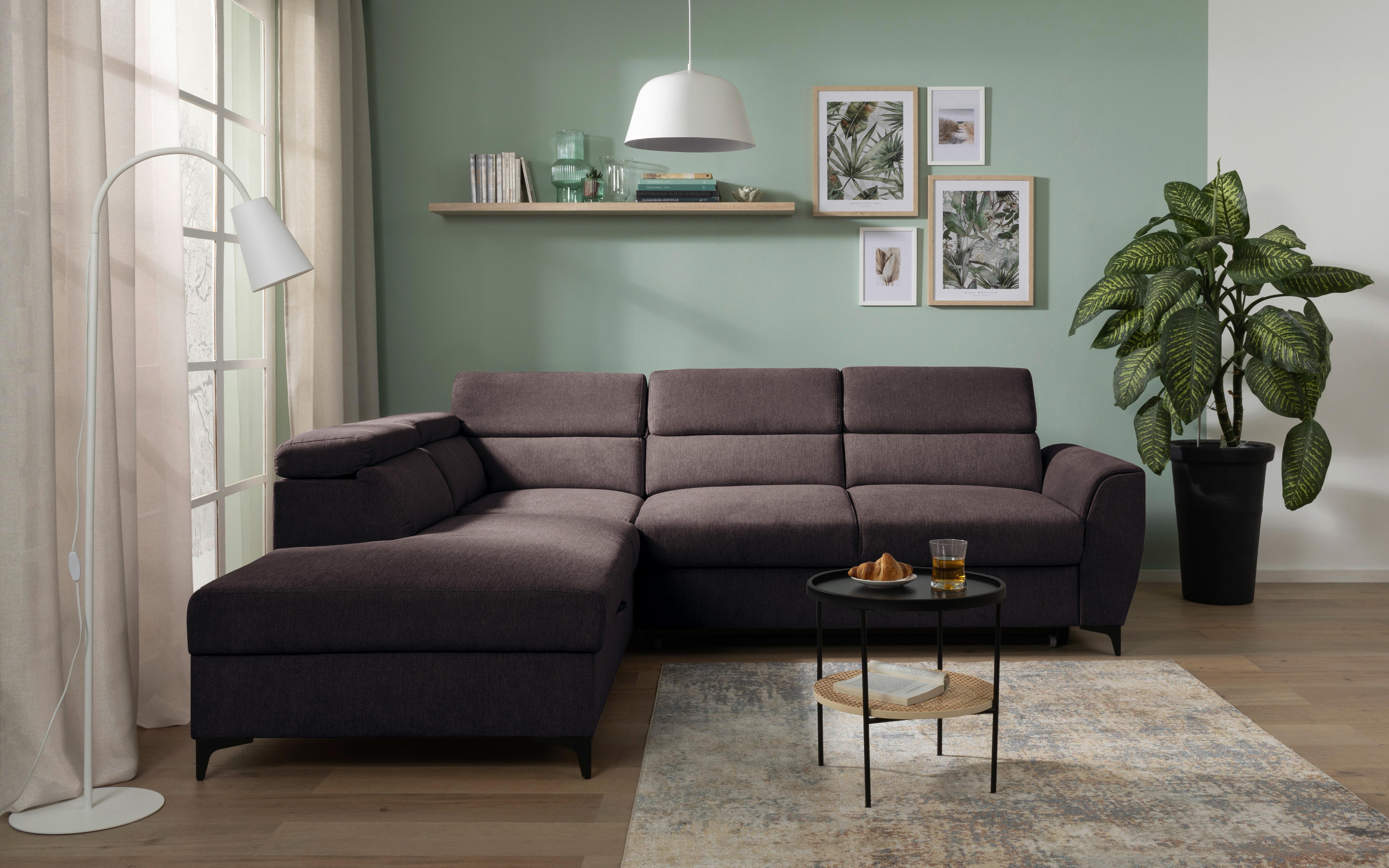 Kutna Garnitura Lapis - tamno smeđa/crna, Konvencionalno, tekstil/metal (217/255cm) - Modern Living