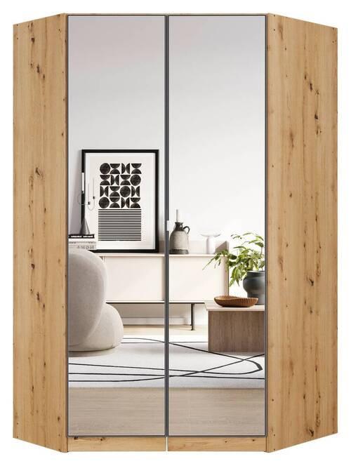 Begehbarer Eckschrank Aalen Grau/Eiche Artisan - Alufarben/Eiche Artisan, Holzwerkstoff/Kunststoff (117/197/104cm) - Mömax