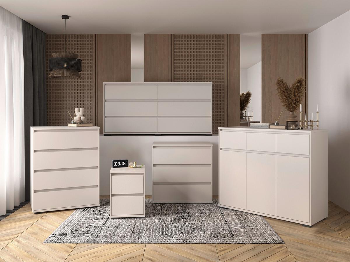 SZAFKA NOCNA LINE - antracytowy/kaszmir, Design, materiał drewnopochodny/tworzywo sztuczne (40/55/48cm) - Carryhome