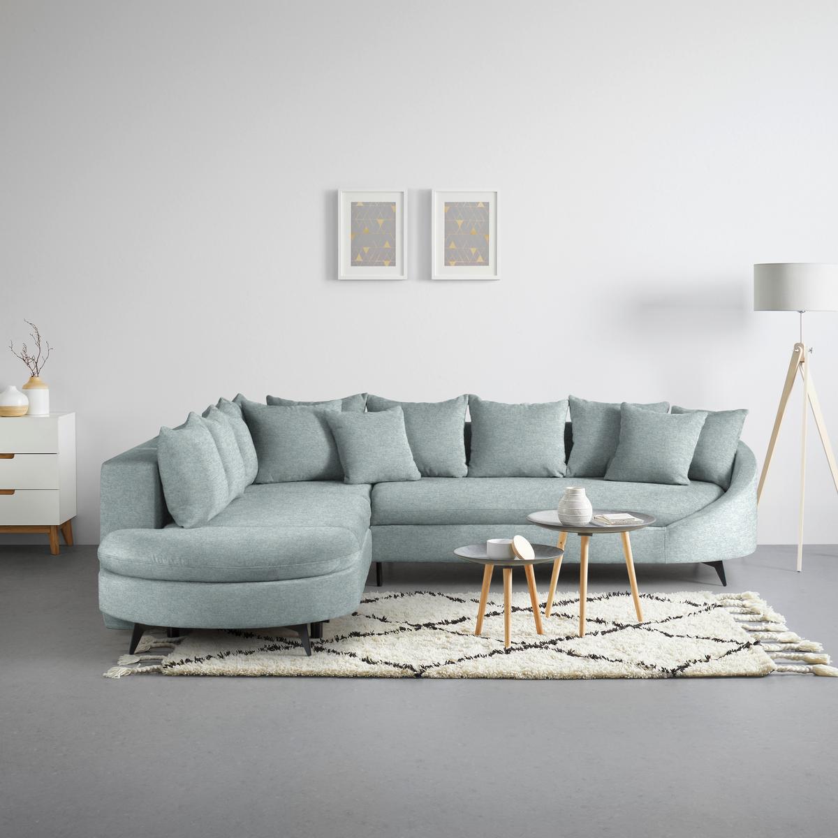 Ecksofa Axel Hellblau - Schwarz/Hellblau, MODERN, Textil/Metall (250/87/291cm) - Mömax