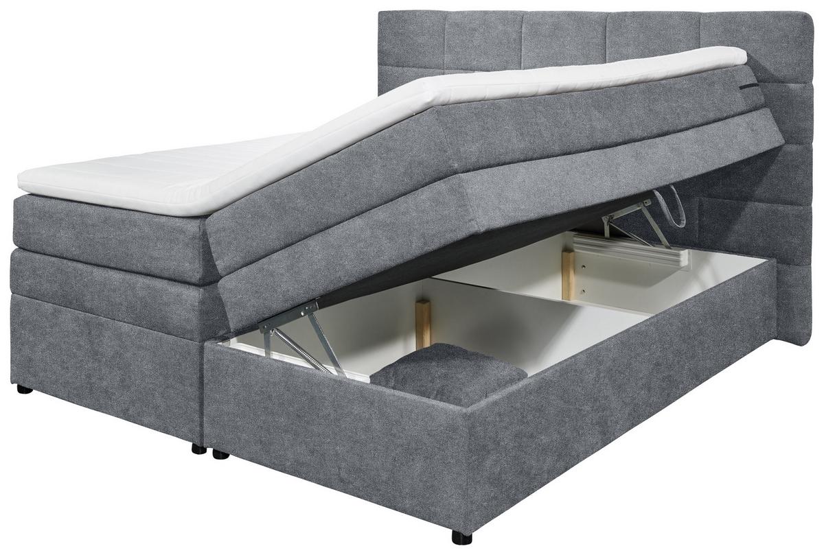 Boxspringbett Tacoma 3 inkl. Topper ca. 180x200cm Anthrazit - Anthrazit, KONVENTIONELL, Kunststoff/Textil (180/200cm) - MID.YOU