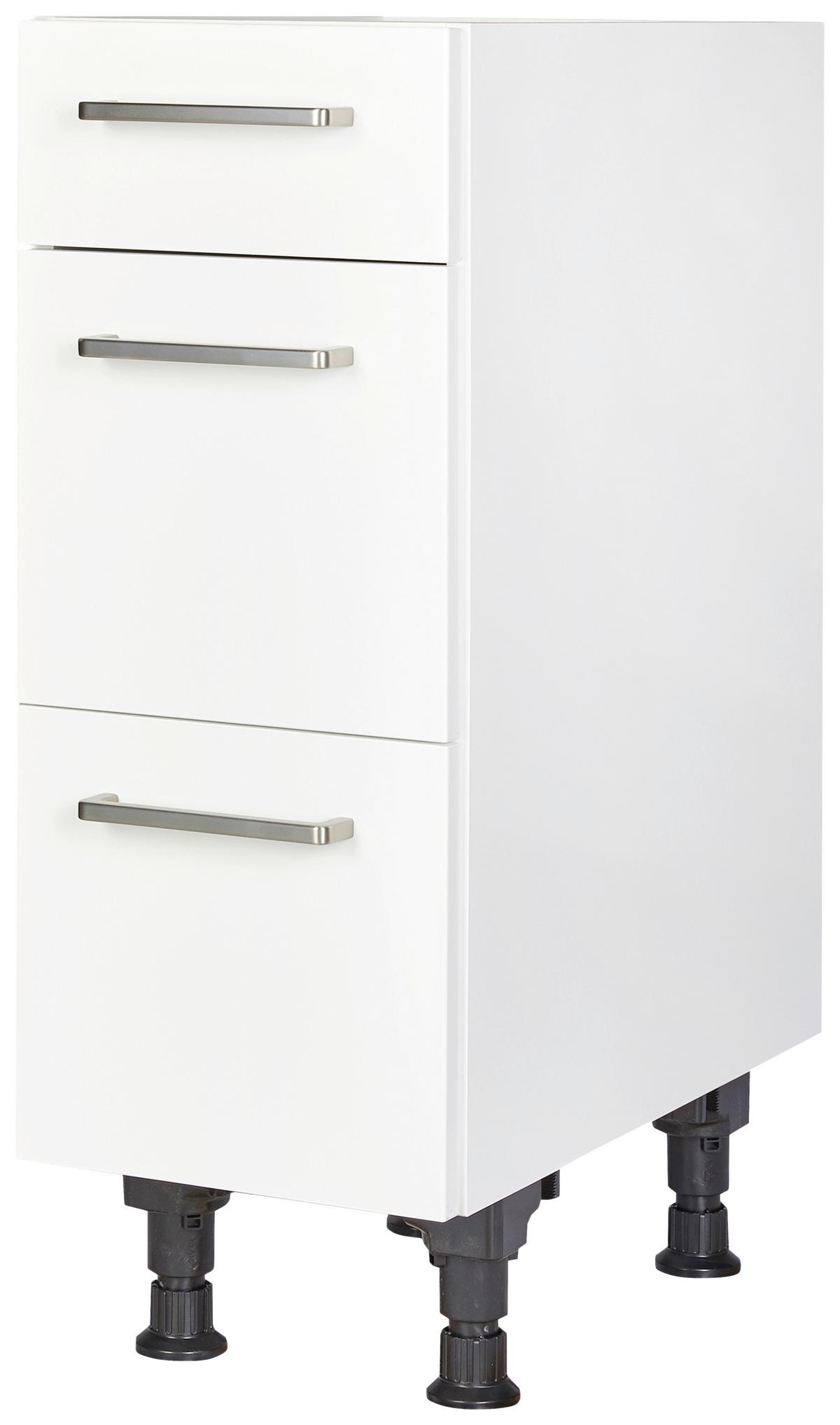 Schubkastenunterschrank Touch Weiß - Edelstahlfarben/Weiß, MODERN, Holzwerkstoff/Metall (30/87/56cm) - Nobilia