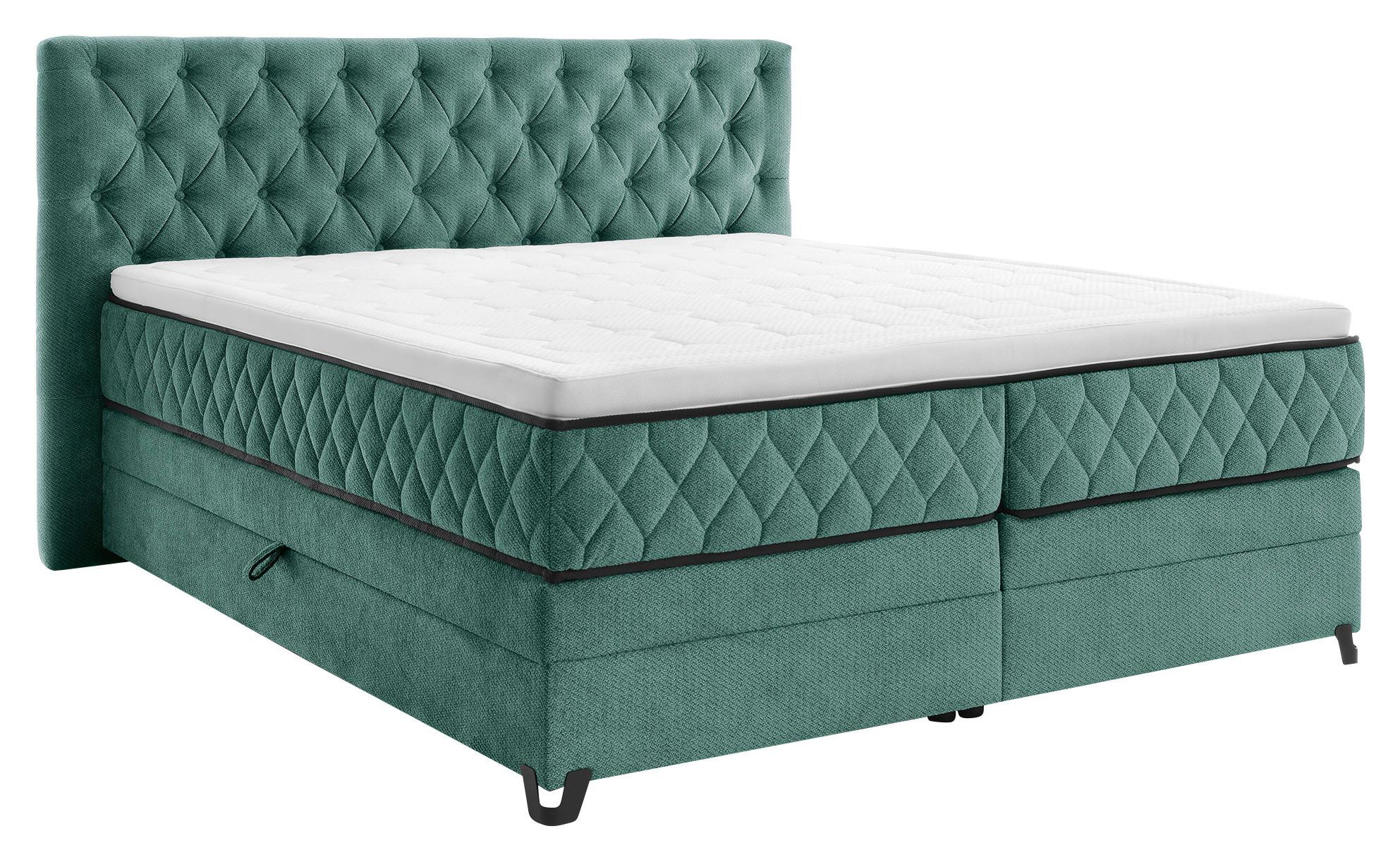 Boxspring Krevet Carmen - tirkizna, Konvencionalno, drvni materijal/drvo (160/200cm) - Modern Living
