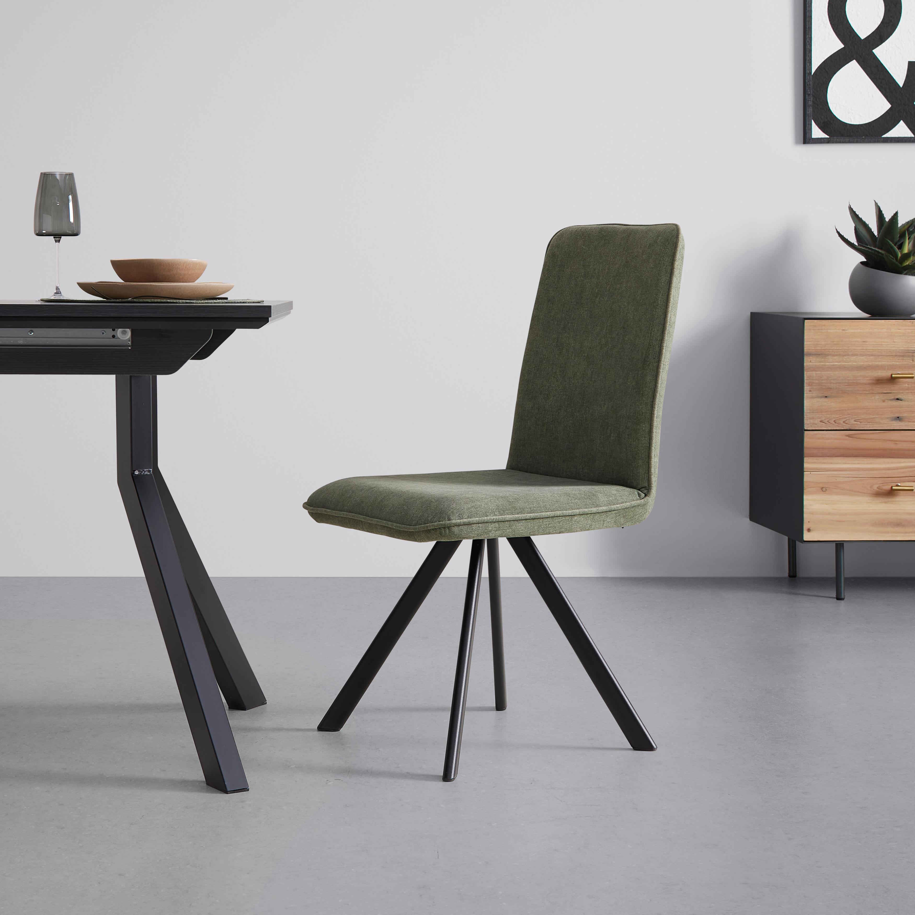 Stuhl Mendosa 100 in Grün - Schwarz/Grün, Basics, Textil/Metall (47/92/60cm) - Premium Living