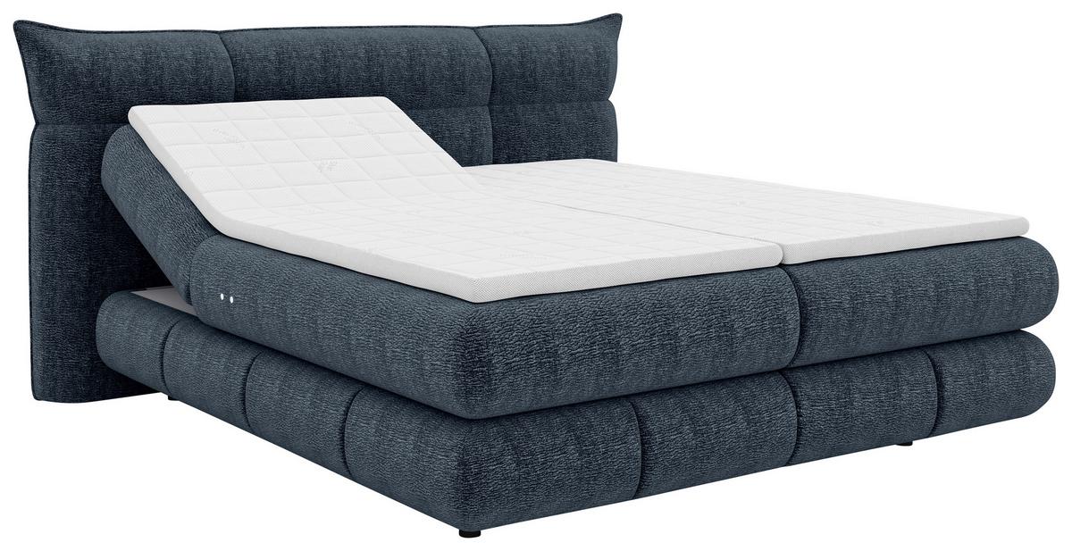 Boxspringbett Auris Blau ca. 180x200cm - Blau/Schwarz, KONVENTIONELL, Kunststoff/Textil (180/200cm) - Sembella