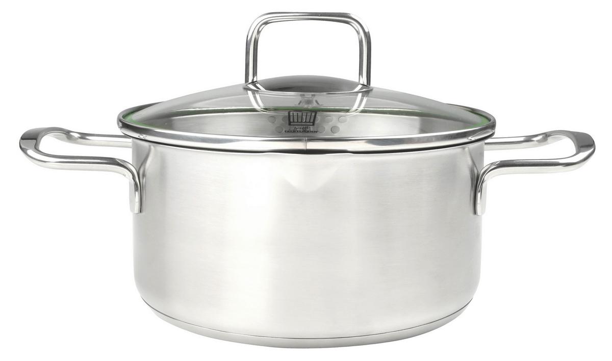Oală Munich 2,5L - culoare inox, Design, sticlă/metal (20cm) - Chefkoch+Fackelmann
