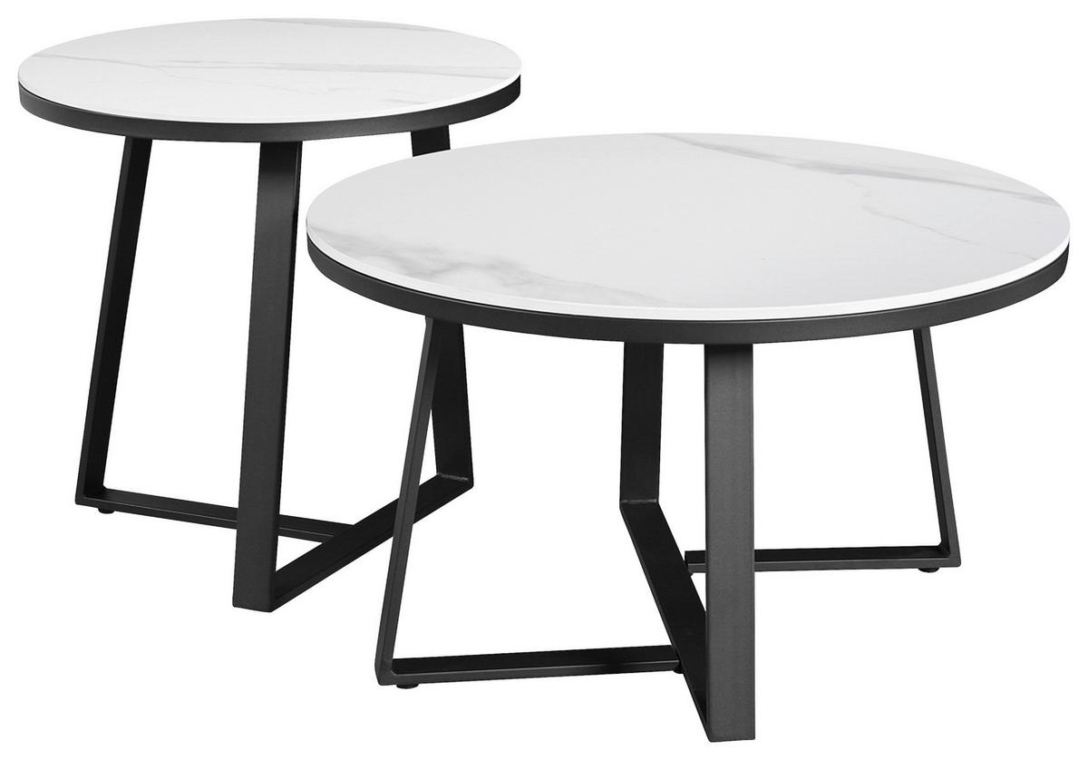 COUCHTISCHSET PETE - Schwarz/Weiß, KONVENTIONELL, Stein/Metall (69/69/39,5cm) - MID.YOU