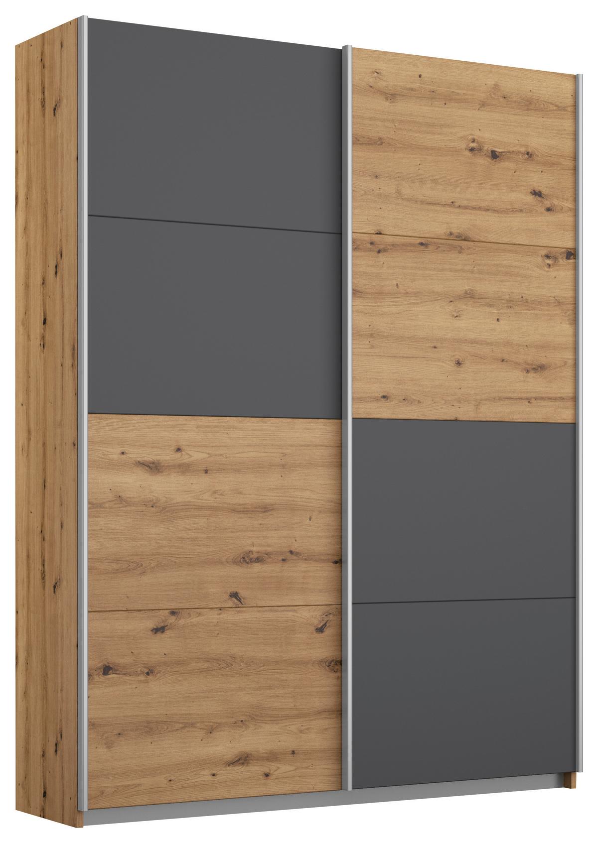 Ormar S Kliznim Vratima Subito - boje grafita/hrast Artisan, Moderno, drvni materijal/metal (136/197/61cm) - Modern Living