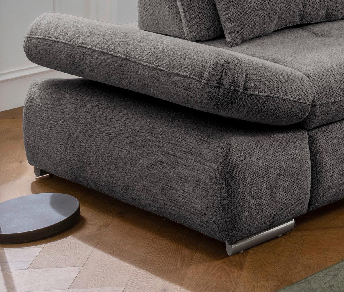 Wohnlandschaft Dalida Braun/Grau Chenille - Chromfarben/Braun, Design, Textil/Metall (280/254cm) - Livetastic