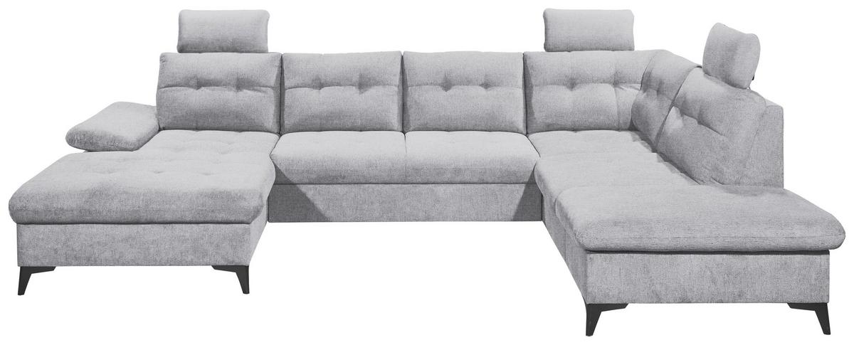 Wohnlandschaft Durban U ca. 170x324x218 cm Hellgrau - Hellgrau/Schwarz, KONVENTIONELL, Kunststoff/Textil (170/324/218cm) - MID.YOU