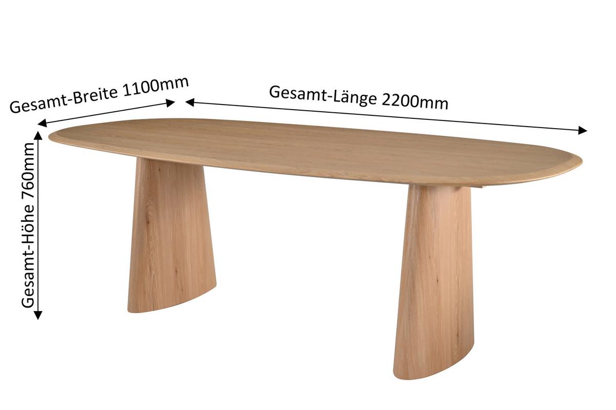 Jedilna Miza Palma, Barva Hrasta, 220x110 - naravne barve, Moderno, leseni material/les (220/110/75cm) - MID.YOU