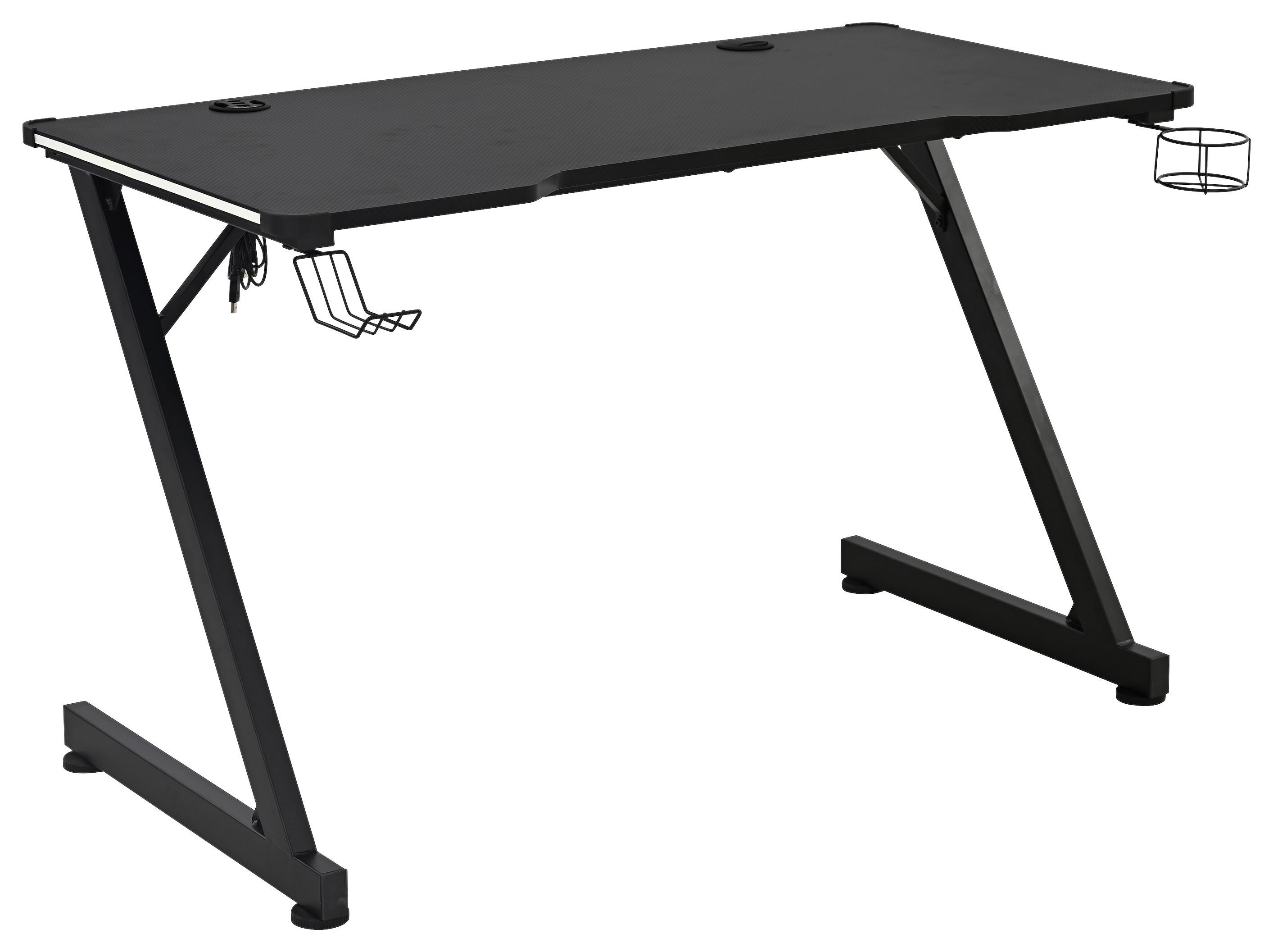 Gaming Miza Gerald, Črna - črna, Trend, kovina/leseni material (120/75/60cm)