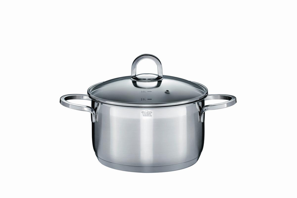 Set Posod Alara, 8-Delni - barve nerjavečega jekla/prozorno, Basics, kovina/steklo - GSW