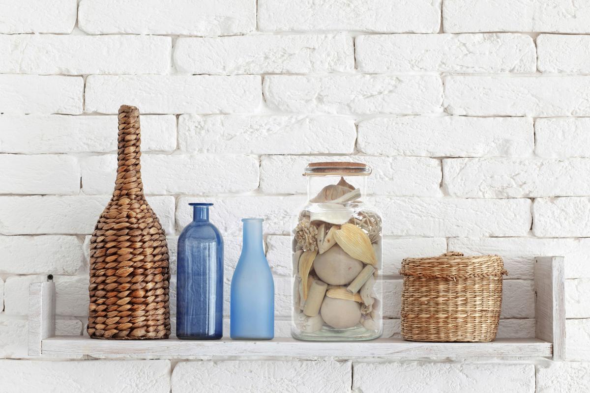 DEKOFLASCHE FLORA - Naturfarben, Lifestyle, Glas/Naturmaterialien (14/27/14cm) - Kayoom