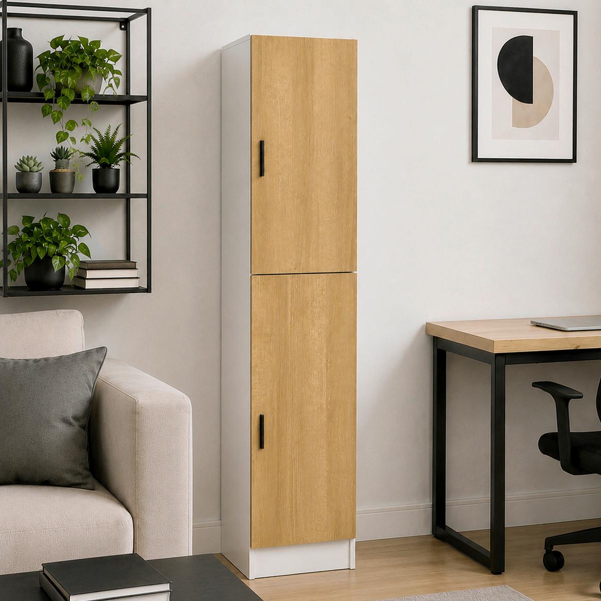 Aktenschrank Dilos L - Honigeiche/Weiss, Modern, Holzwerkstoff (38/183/32cm) - MID.YOU