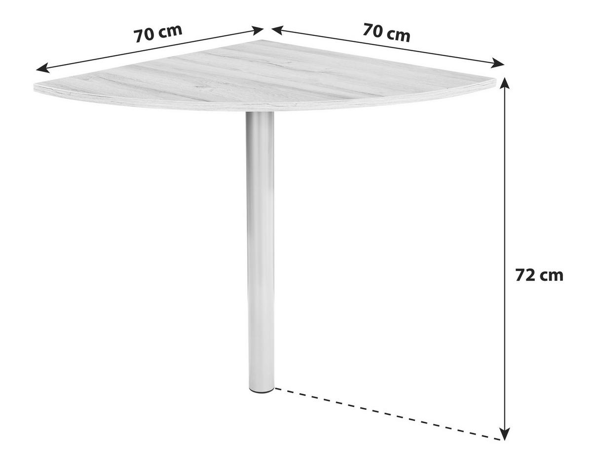 Kotna Povezovalna Plošča Mindi, Barva Hrasta - barve hrasta, Moderno, kovina/umetna masa (70/72/70cm) - Mömax