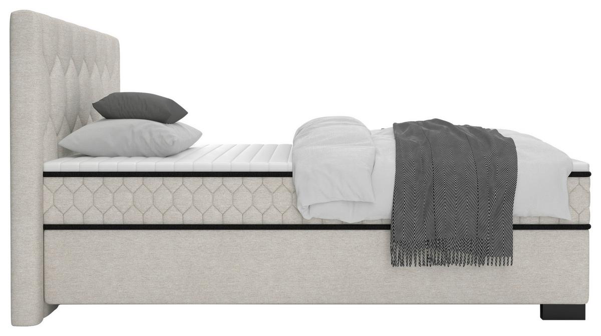 Boxbett Maya D Beige ca. 140x200cm - Beige/Schwarz, KONVENTIONELL, Holz/Holzwerkstoff (140/200cm) - Mömax