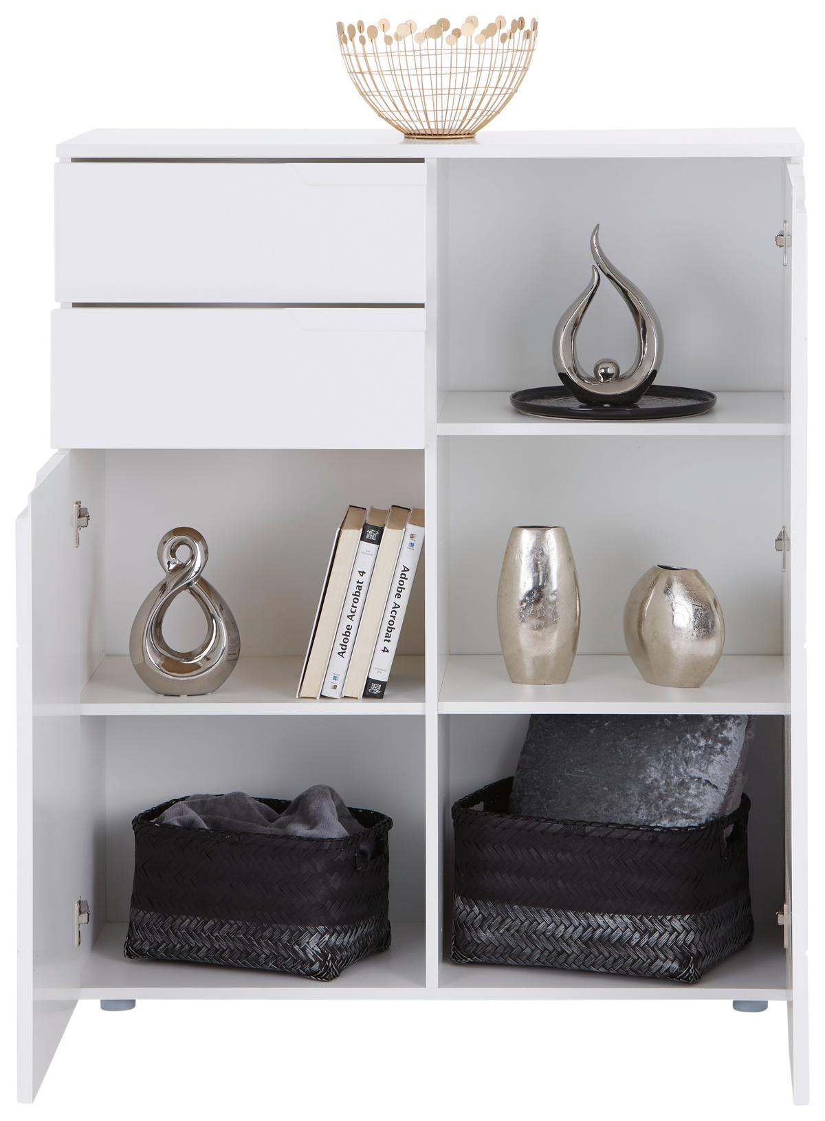 Komoda Hilton - bijela/bijela visoki sjaj, Moderno, drvni materijal/plastika (100/119,8/40cm) - Modern Living