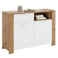 Kommode Wildeiche/Weiß - Silberfarben, MODERN, Holzwerkstoff/Kunststoff (116/83/38cm)