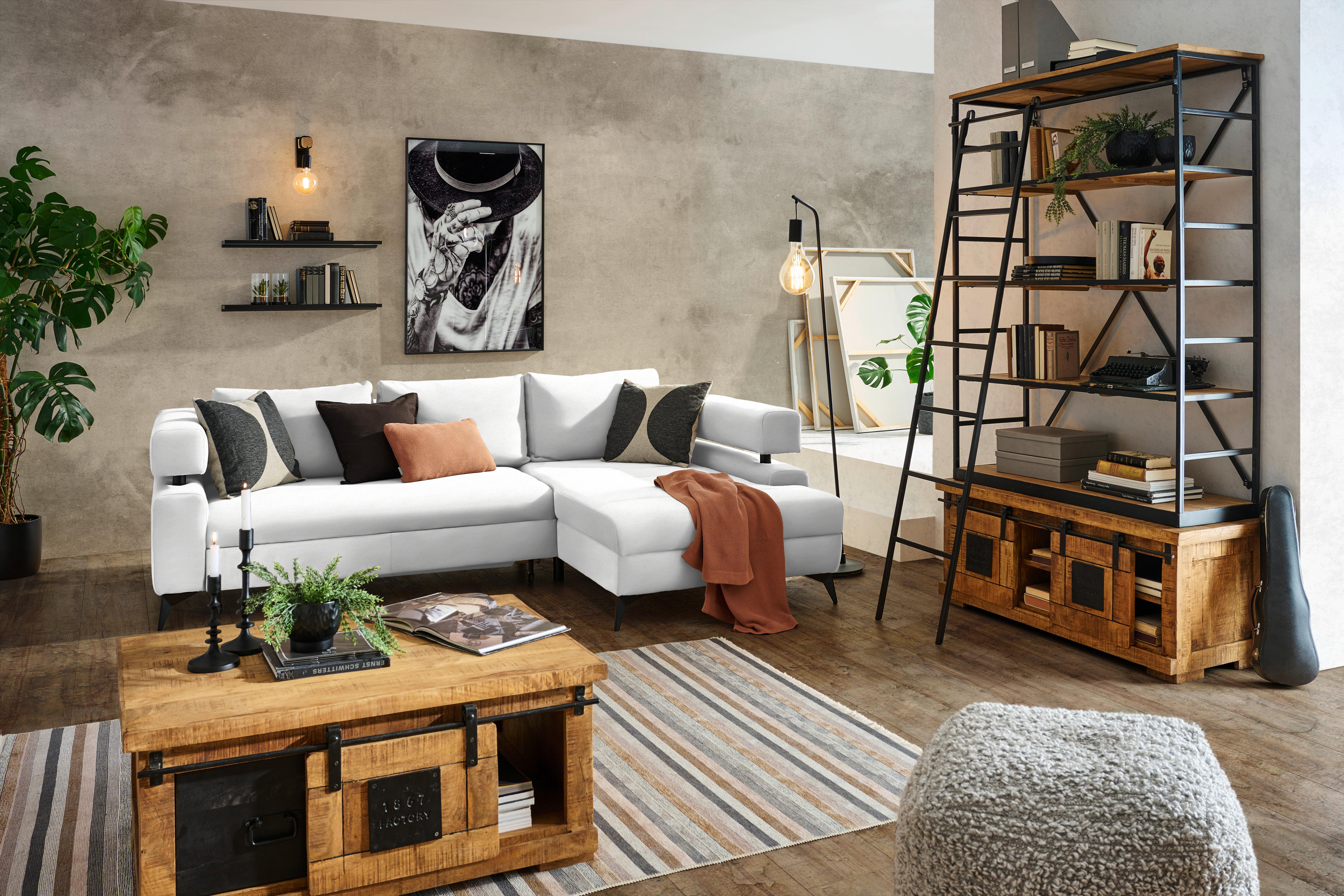 Kutna Garnitura Rosalie - bijela/crna, Konvencionalno, tekstil/metal (265/184cm) - Modern Living