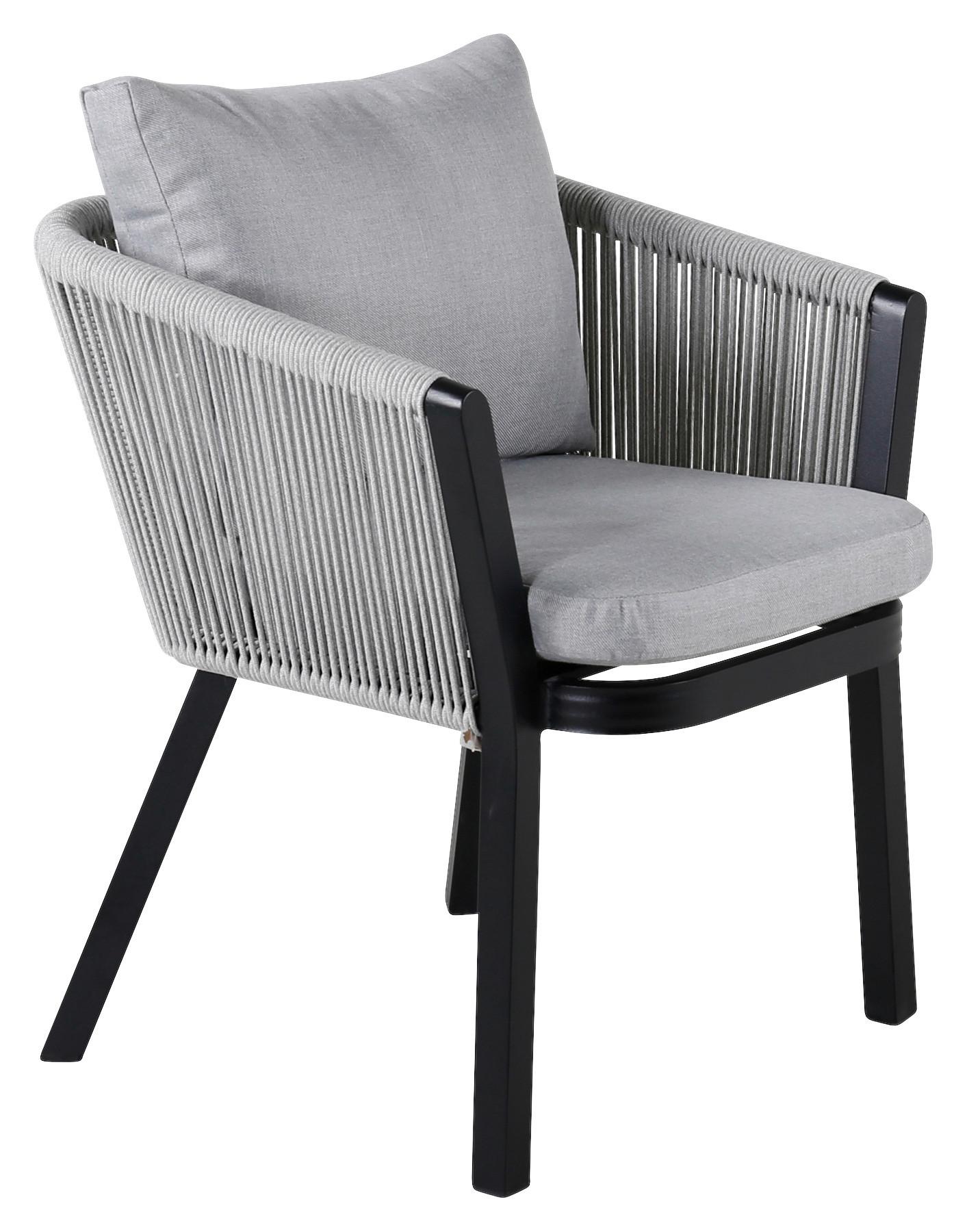 GARTENSTUHL-SET VIRYA - Schwarz/Grau, KONVENTIONELL, Textil/Metall (60/73/62,5cm) - Gardenson