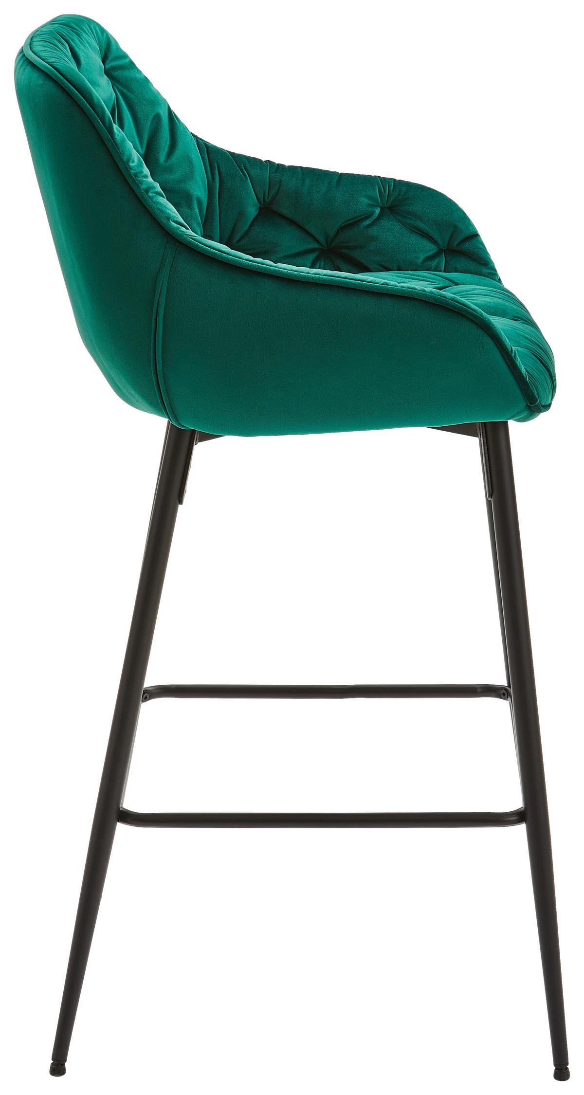 STOŁEK BAROWY LANGFORD - zielony/czarny, Modern, metal/drewno (55/105/57cm) - Livetastic