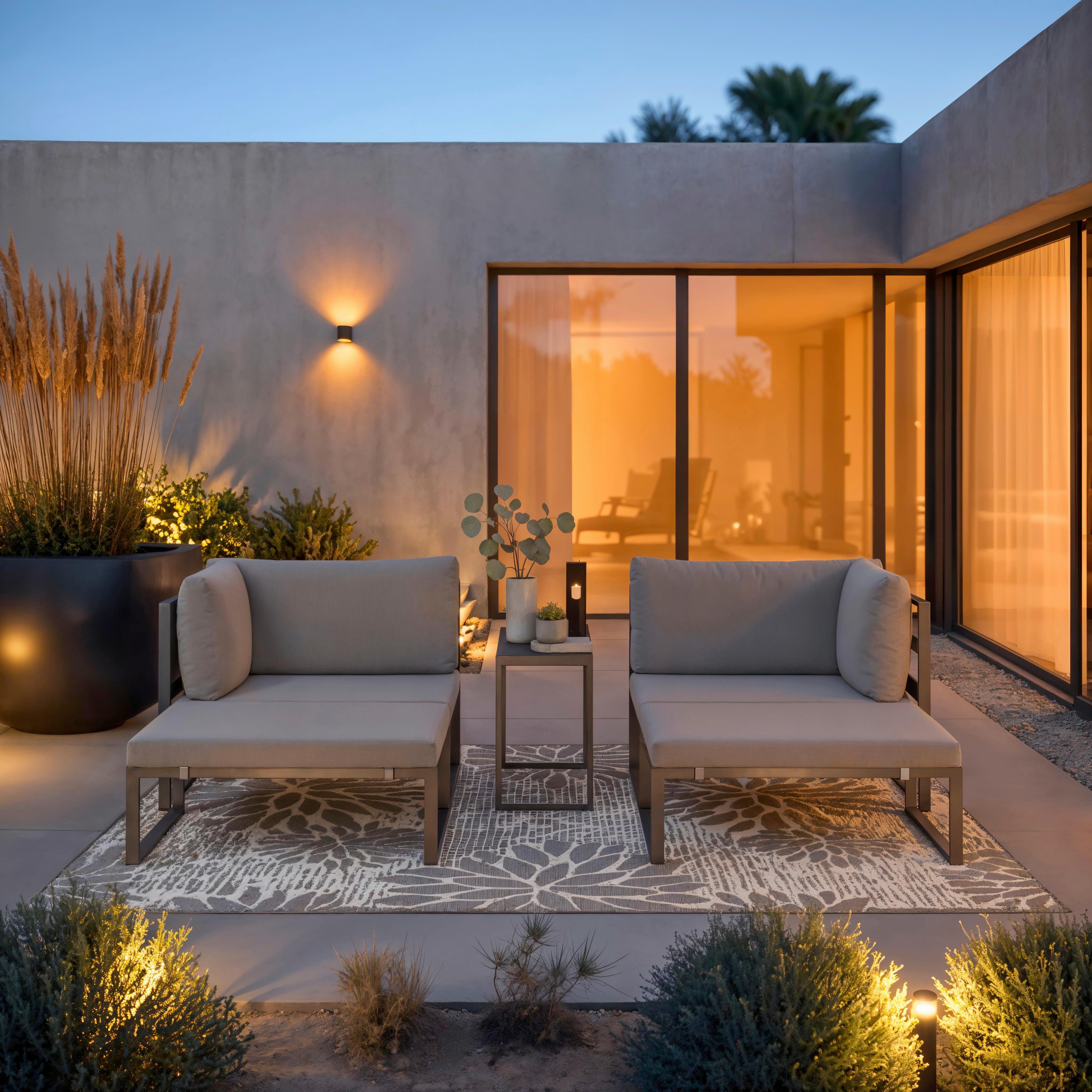 Loungegarnitur Valentina Dunkelgrau Metall/Outdoorstoff - Dunkelgrau/Schwarz, MODERN, Glas/Textil - Bessagi Garden