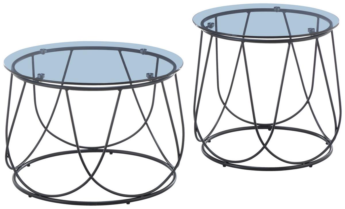 Stolić Set 2/1 Flower - crna, Moderno, staklo/metal (60/50/41/45/60/50cm) - Modern Living