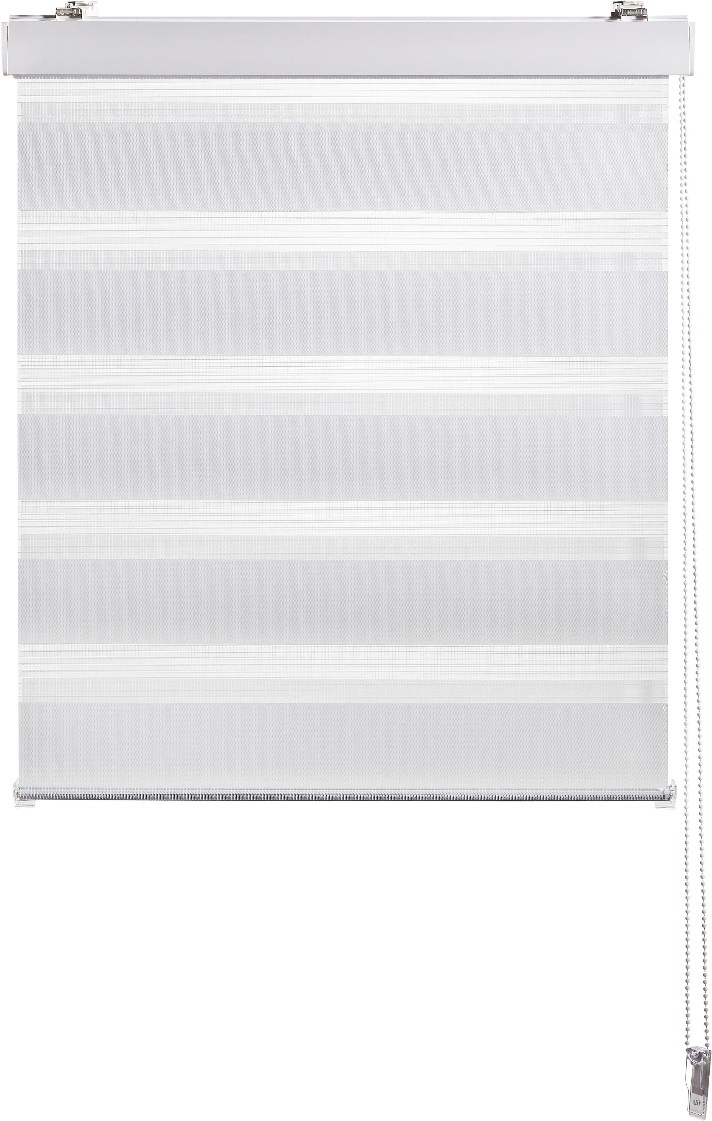 ROLETA PODWÓJNA ELEMENTS - biały/przezroczysty, Basics, tkanina (100/160cm) - Boxxx