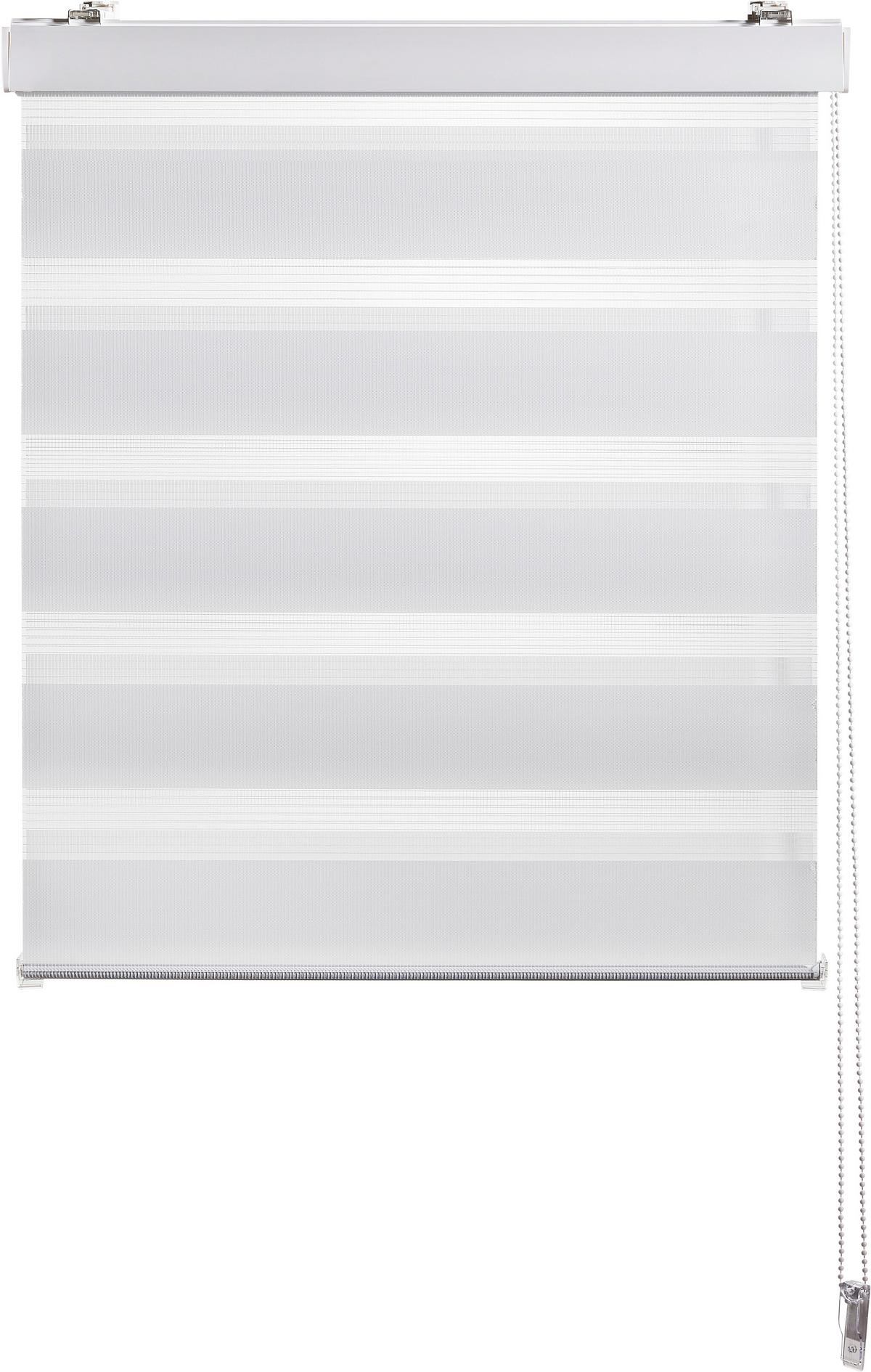 ROLETA PODWÓJNA ELEMENTS - biały/przezroczysty, Basics, tkanina (100/160cm) - Boxxx