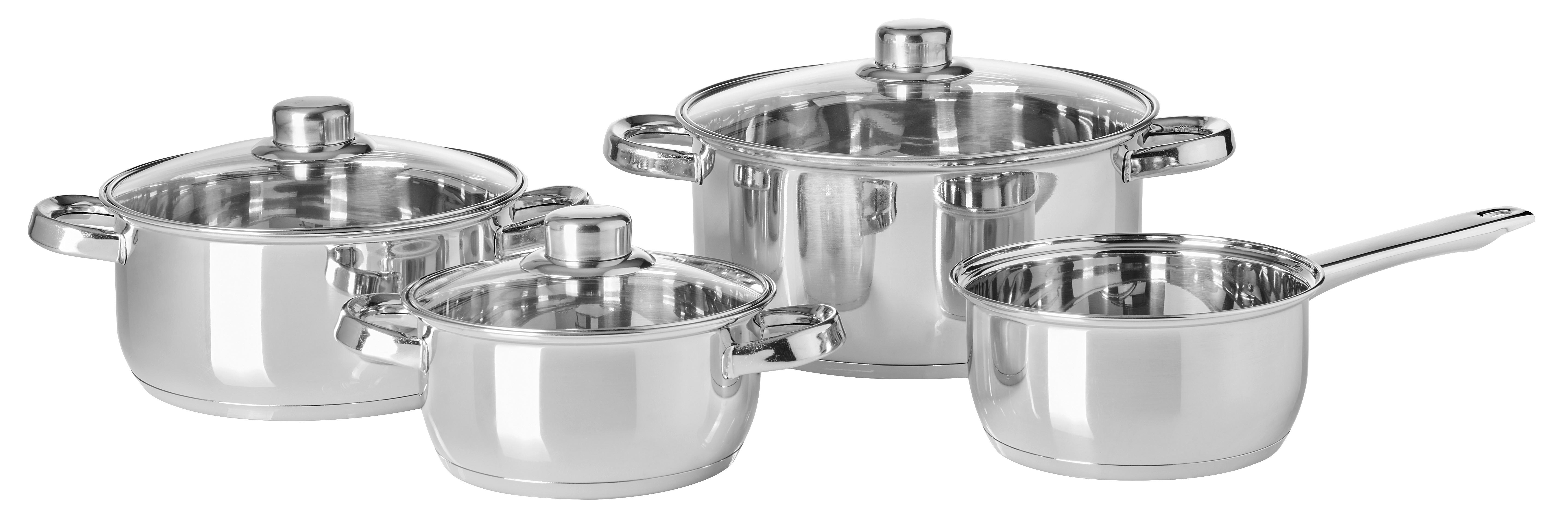 ZESTAW GARNKÓW OLAV - kolor stalowy/przejrzysty, Basics, metal/szkło - Homeware Profession.